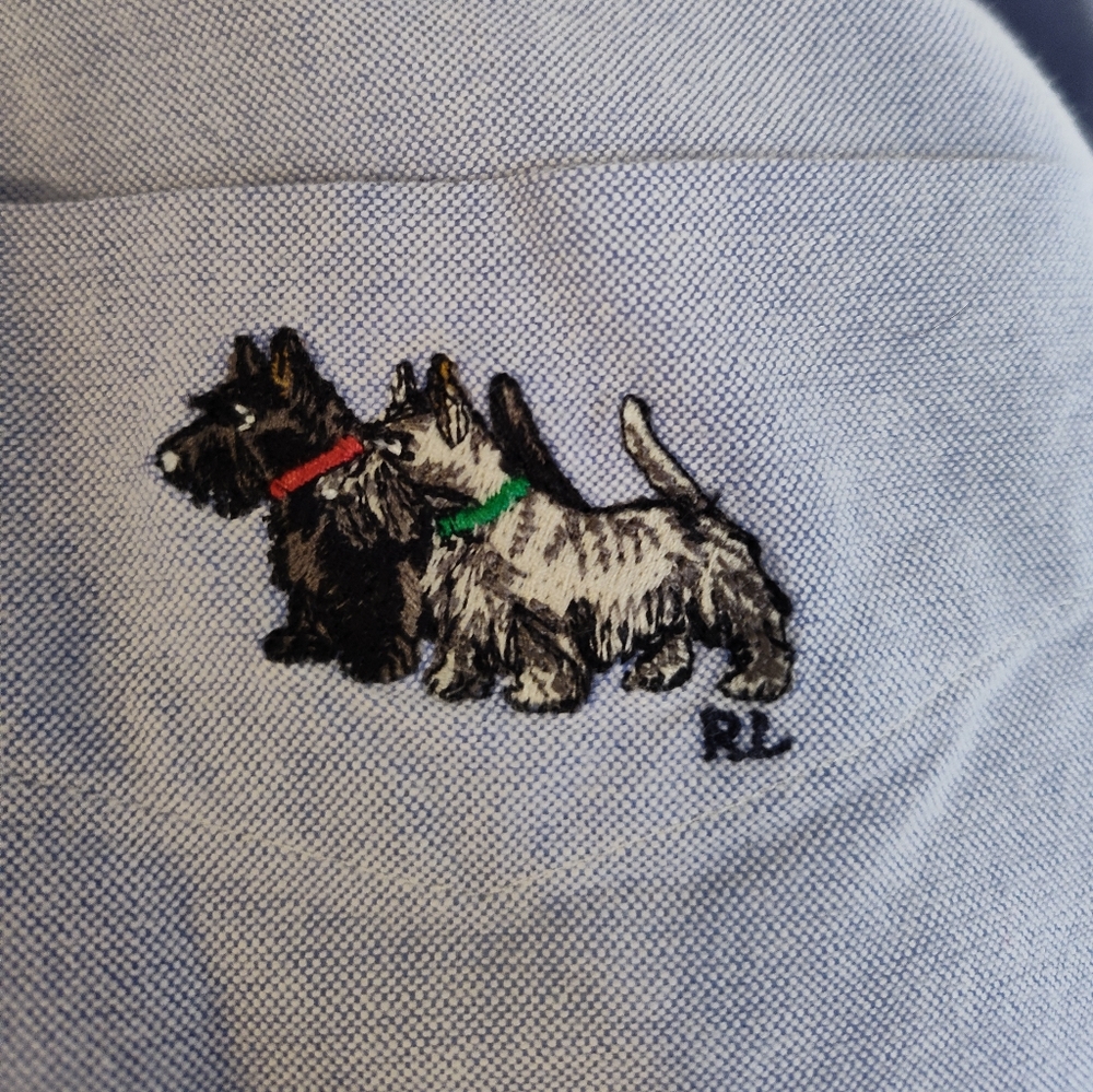 Men's Ralph Lauren Classic Light Blue Shirt Scottie Dogs - Picture 4 of 5